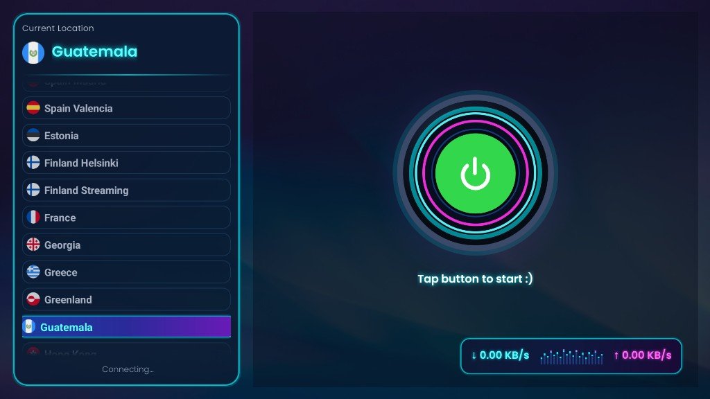 Super Firestick VPN Fire TV mode with server list and connect button